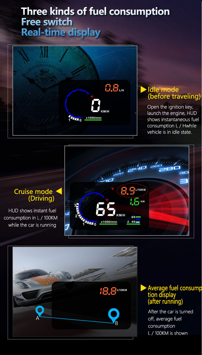 Weiying HUD Head-Up Display OBD Universal High-Definition Car Speed Projector Portable Car Display Screen A8