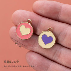 Colorful Circle Heart Oil DIY Korean Style Alloy Jewelry Accessory Hair Accessories Necklace Pendant Wholesale