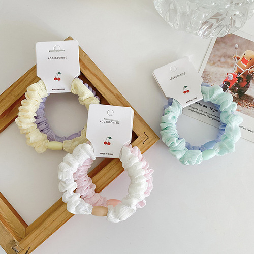 Candy color juan yarn small intestine hair band sweet color hair rope Korean style rubber band cream rubber band fabric fairy hair rope for women