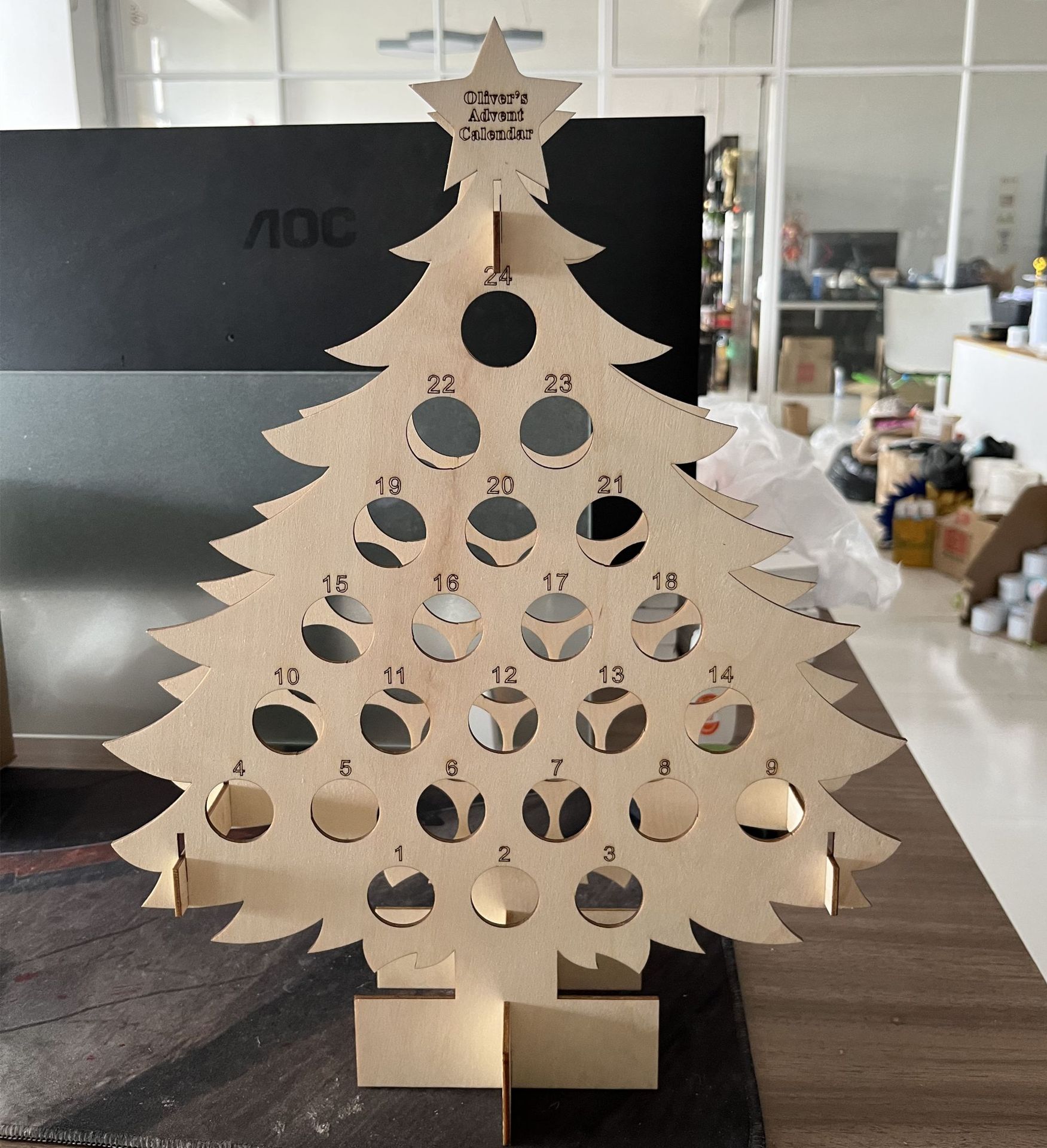 New Countdown Pendant Bar Home Decor Christmas Tree Wine Stand Wooden Crafts_voghion.com