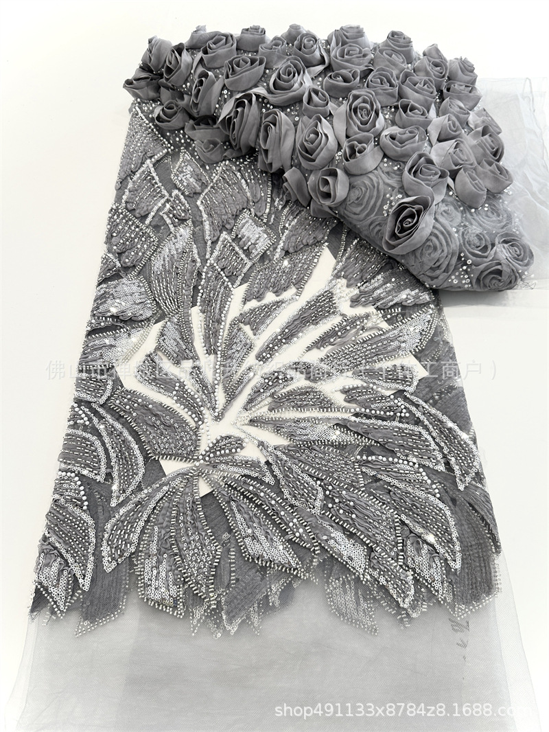 Fabricante explosivo 3D tridimensional tela bordada nicho de diseño hermoso de alta fijación tela de vestido de cabina image 12