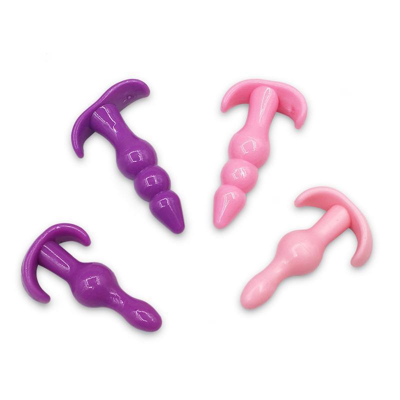 Lian Zhu G-Spot Anal Plug with Pull Bead Tail, Mini Triple-Bead Design, Pink TPR — detail image 3