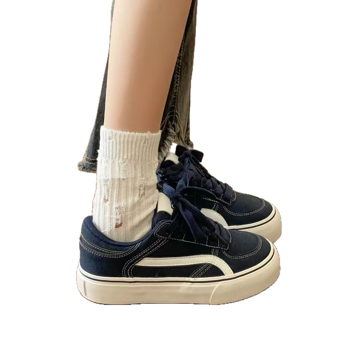 Zapatos de entrenamiento para mujeres 2026 primavera nueva correa multifacé retro zapatos blancos estudiantes Agan zapatos deportivos casuales skate