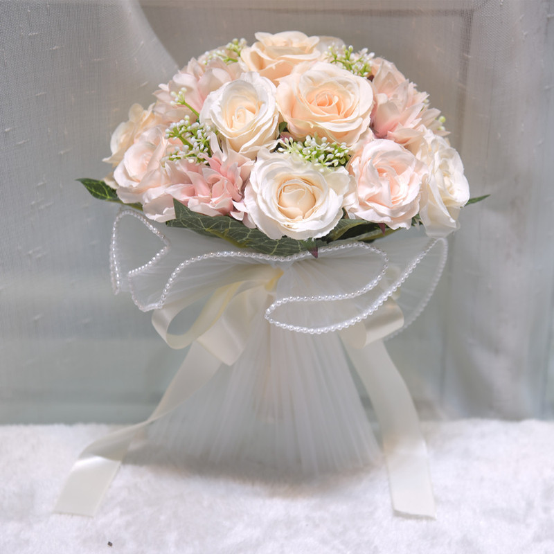 022 Champagne Color Wedding Rose Plastic Flower Certificate Bride Holding Flowers Artificial Flower Photography Props Souvenirs