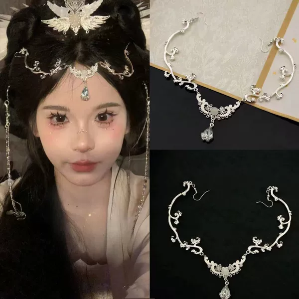 Ancient Style Ethnic Style Forehead Chain Headdress, Han Dynasty Costume Cheongsam with Makeup Accessories, Tassel Retro Chain Eyebrow Pendant