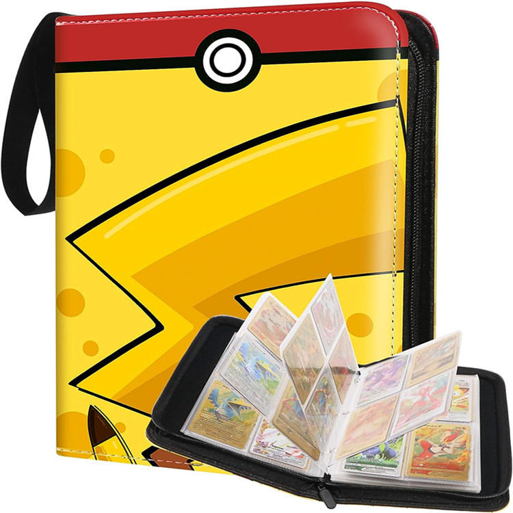 Amazon popular libro de tarjetas de bebé mágico 4 rejilla 9 rejilla libro de colección de tarjetas de cremallera PU de hojas sueltas Bao Ke Meng libro de tarjetas