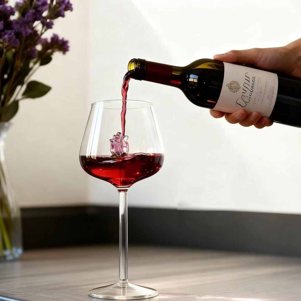 Luz lujosa ins rosa copa de vino