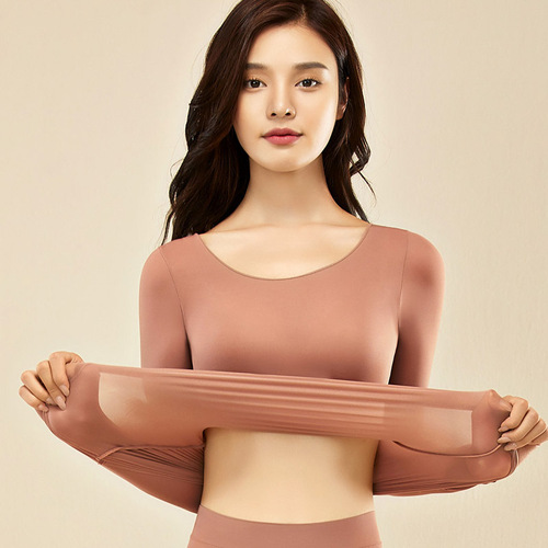 Hyaluronic acid skin-beautifying clothes, bottoming shirts, keep warm in winter, wear new moisturizing and warm top, tight, long-sleeved, women's mid-long