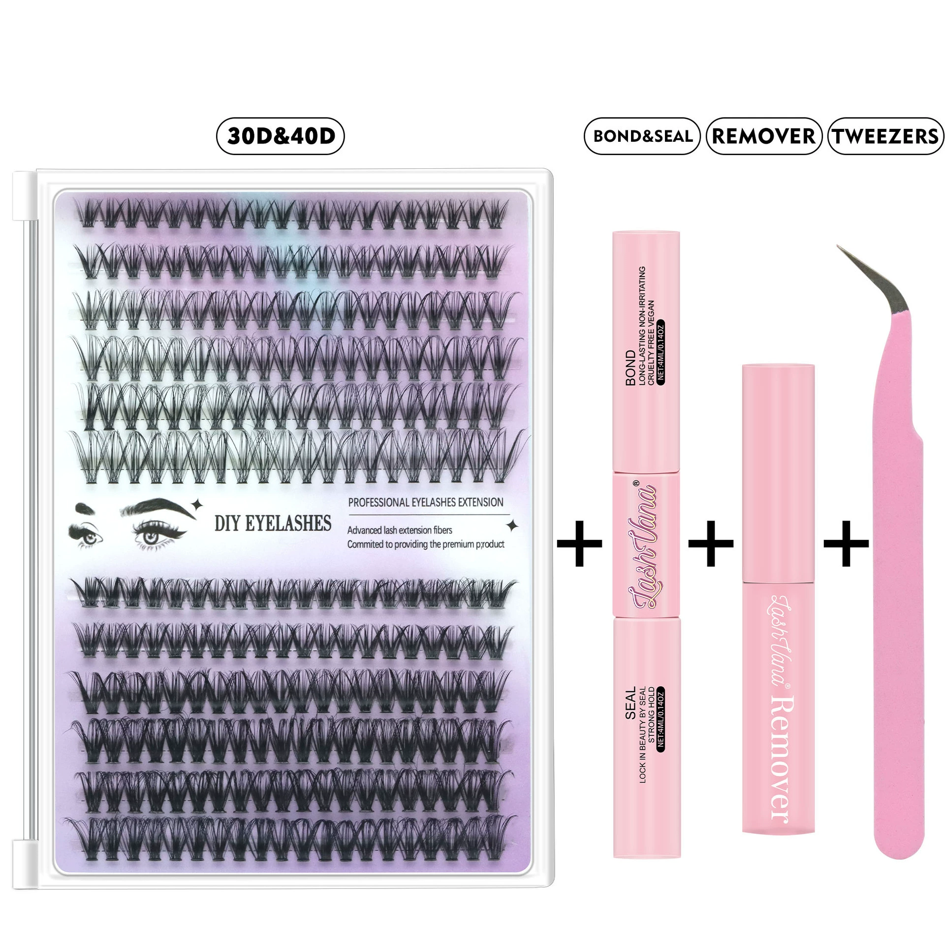 False eyelashes, set, glue for eyelashes