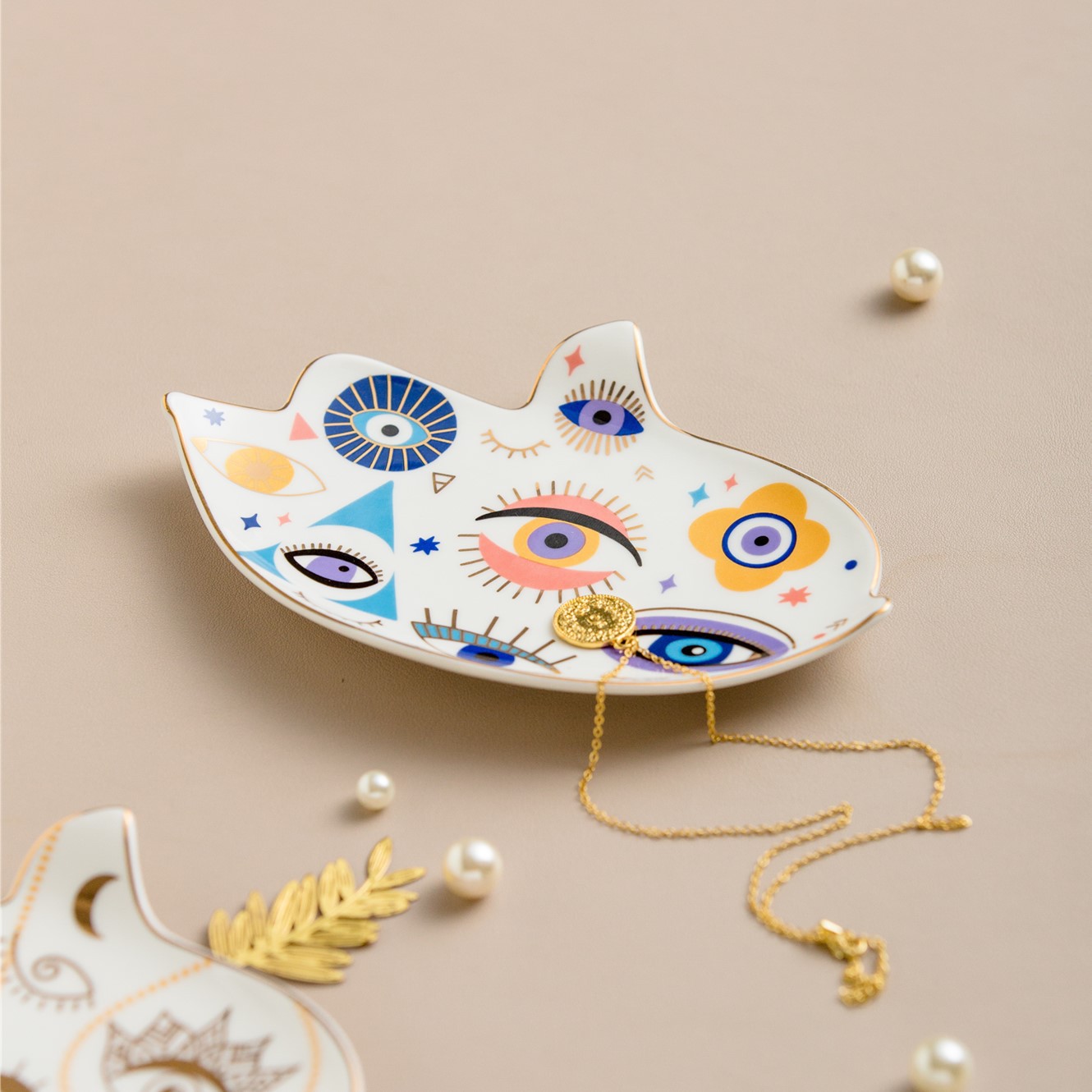 140g Weight tray Storage & Cleaning 1 Piece Quantity Holiday, Indoor Occasion ceramics Material Devil's Eye Pattern Simple Style, Classic Style Style Simple Style Classic Style Devil's Eye Ceramics Tray Artificial Decorations 11