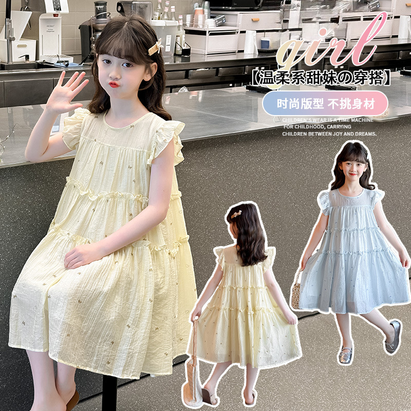 Girls' Dress Summer Style 2026 New Fashionable Children's Clothing Little Girl Holiday Style Dress Children's Princess Dress Summer