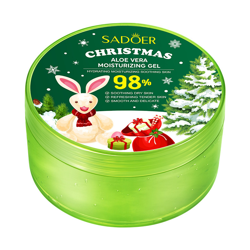 Full English Aloe Vera SADOER Christmas Red Pomegranate Gel Moisturizing Cream Hydrating_voghion.com