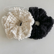 韩版时尚奶油蛋糕蕾丝拼接层次感大肠发圈温柔百搭通勤马尾头绳女