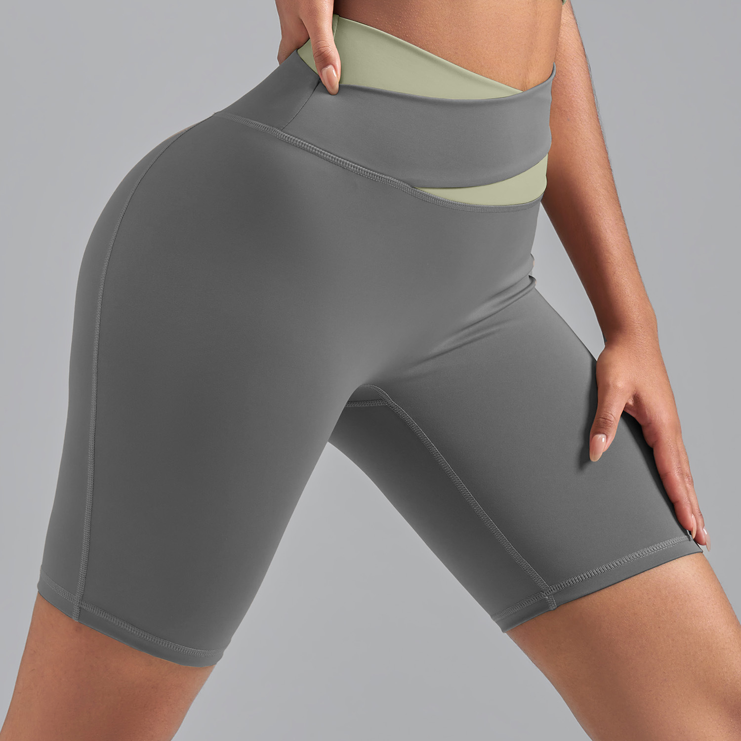 Shorts Deportivos Casuales de Verano con Bloques de Color, Estilo Europeo y Americano, Shorts de Fitness, Shorts de Yoga de Alta Elasticidad con Sensación de Desnudez para Mujer