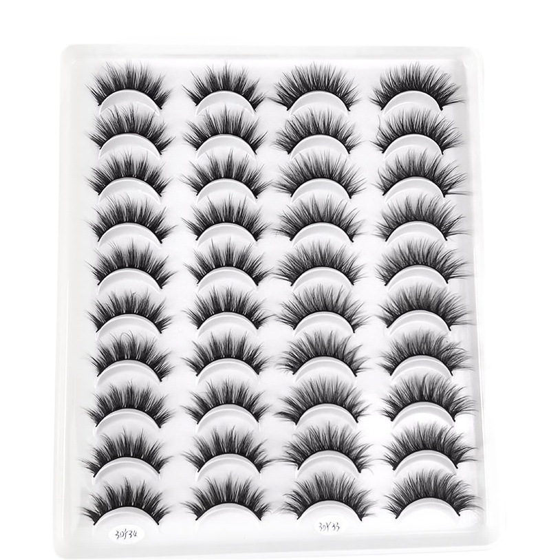 Fábrica al por mayor una caja de 20 pares de pestañas postizas 3D pestañas cortas naturales de varios niveles suministro transfronterizo europeo y americano
