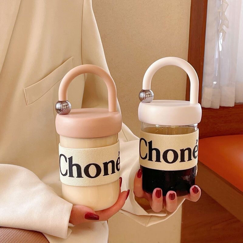 Internet Celebrant Water Cup High-value Glass Girl's Simple Small Chanel Style Creative Personality Water Cup Small Portable Portable Portable Cup