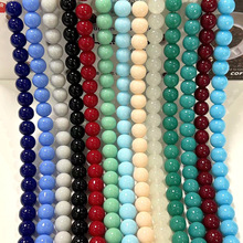 DIY 琉璃10mm瓷珠首饰配件手链头饰配件圆珠仿天然石饰品配件