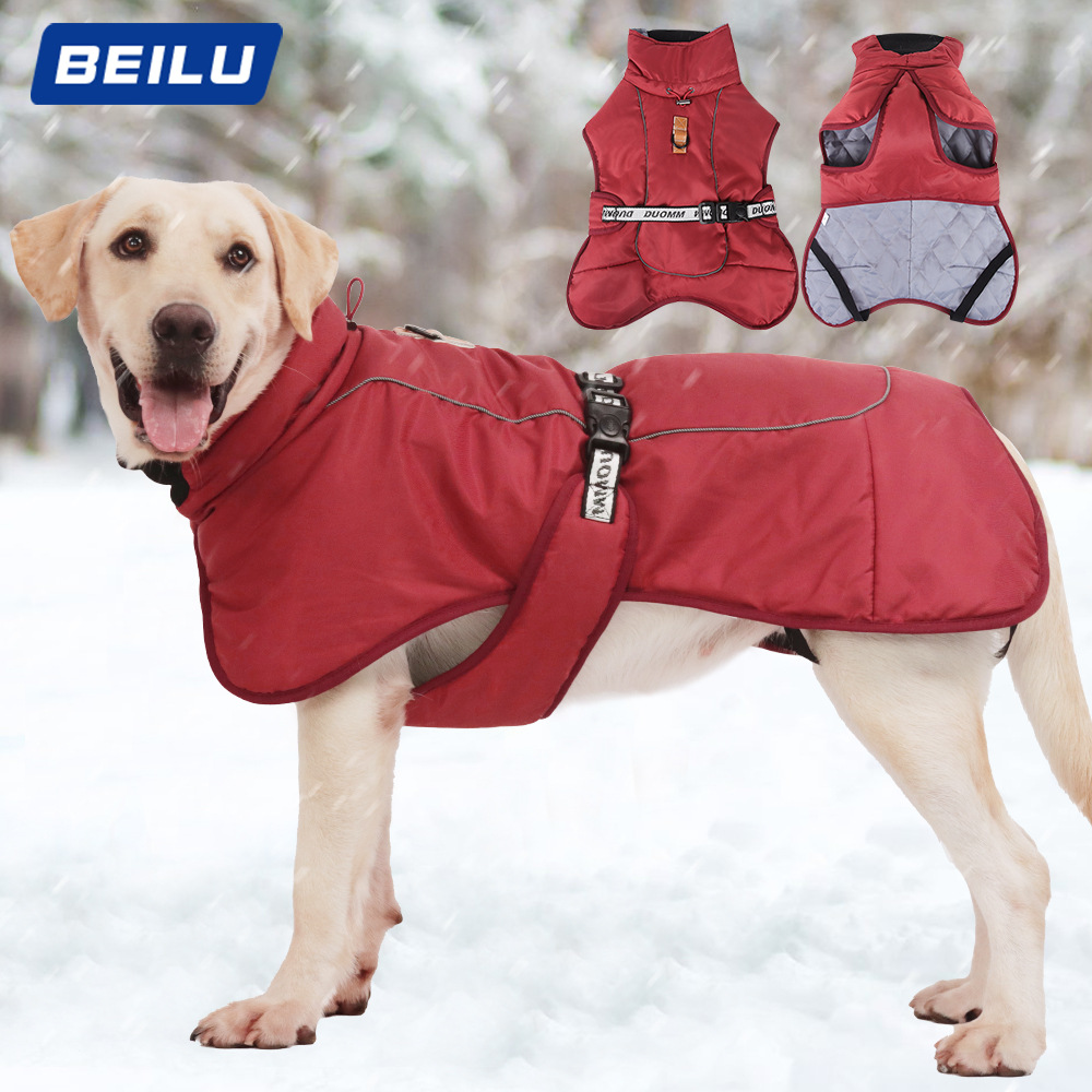 Autumn and winter new dog clothes, thickened and warm large dog clothes, reflective large dog cotton clothes, pet clothes wholesale