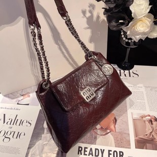 Large Capacity Rhombic Chanel Style Underarm Bag 2024 Autumn New Soft Leather Chain Bag Women's Commuter Shoulder Crossbody Bag