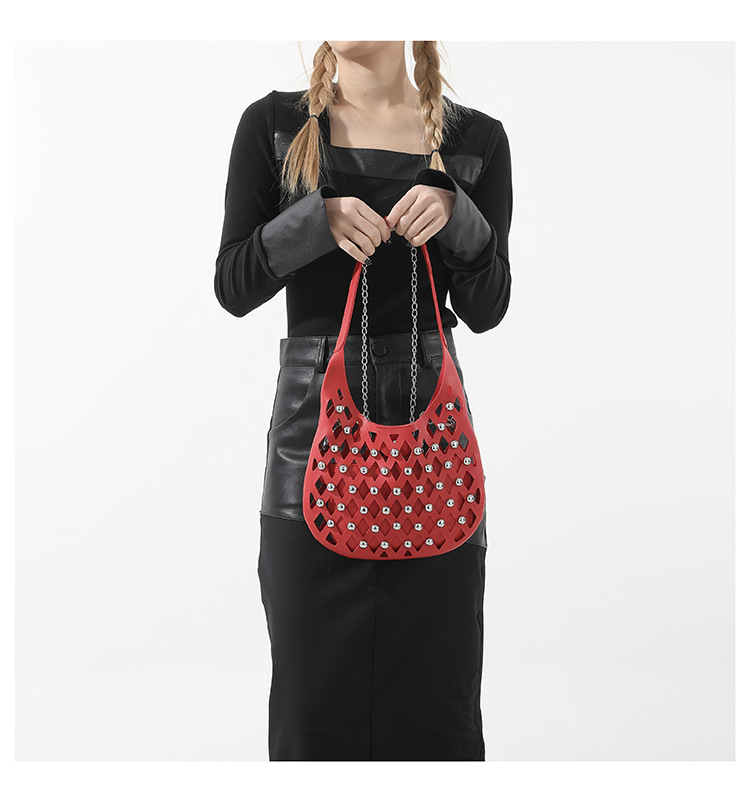 Femmes Petit Faux Cuir Argyle Vêtement De Rue Forme D'Oreiller Boucle Magnétique Sac Sous Les Bras display picture 11