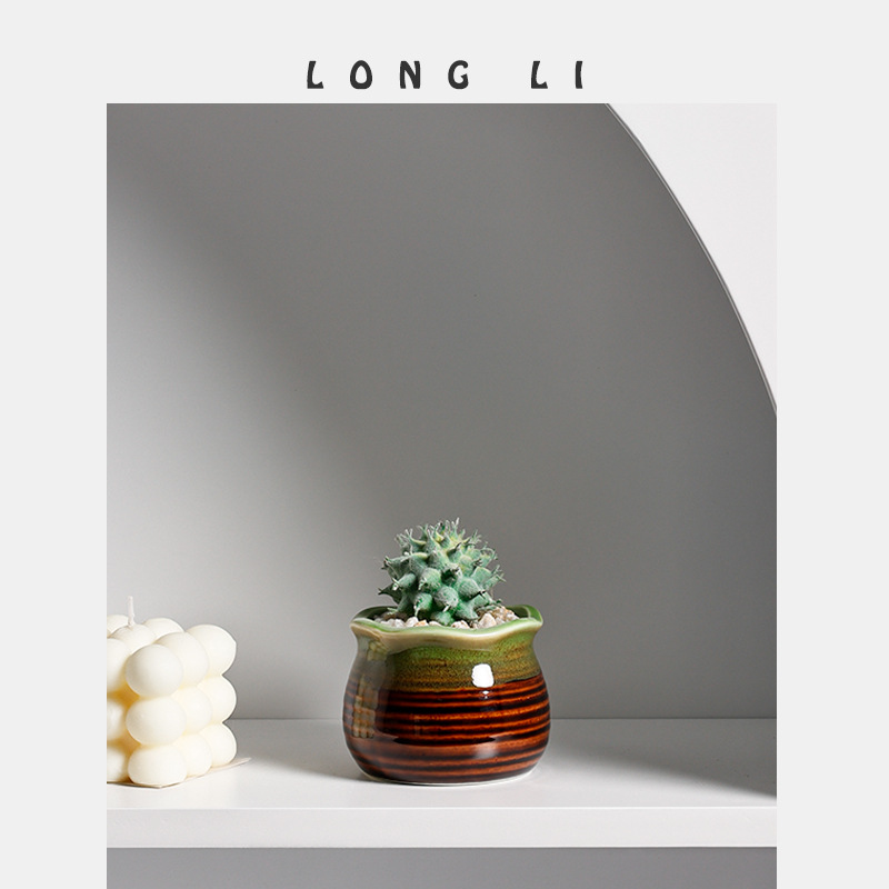 隆利陶瓷多肉花盆ins北歐創意擺件家居裝飾園藝陶瓷花盆綠植盆栽