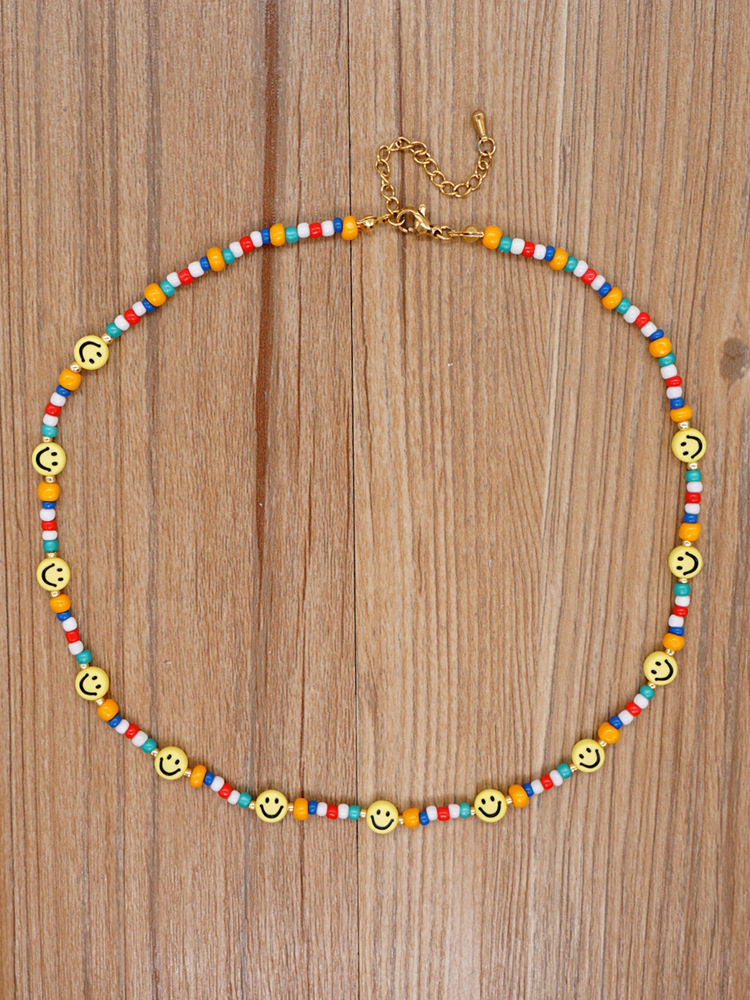 Bohémien Smiley Verre Perlé Collier display picture 1