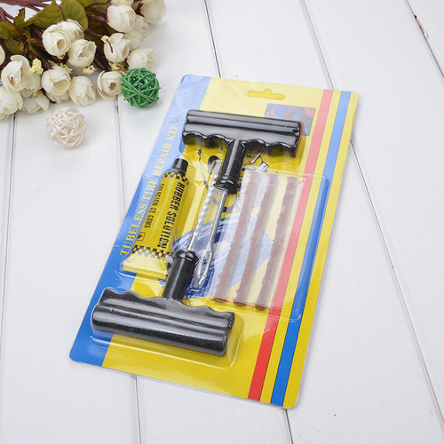 Car tire repair tool set, vacuum tire motorcycle quick tire repair strip, 6-piece repair tool set