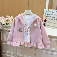 新款女童秋装外套粉色连帽卫衣外套儿童女宝宝春秋季外穿洋气童装