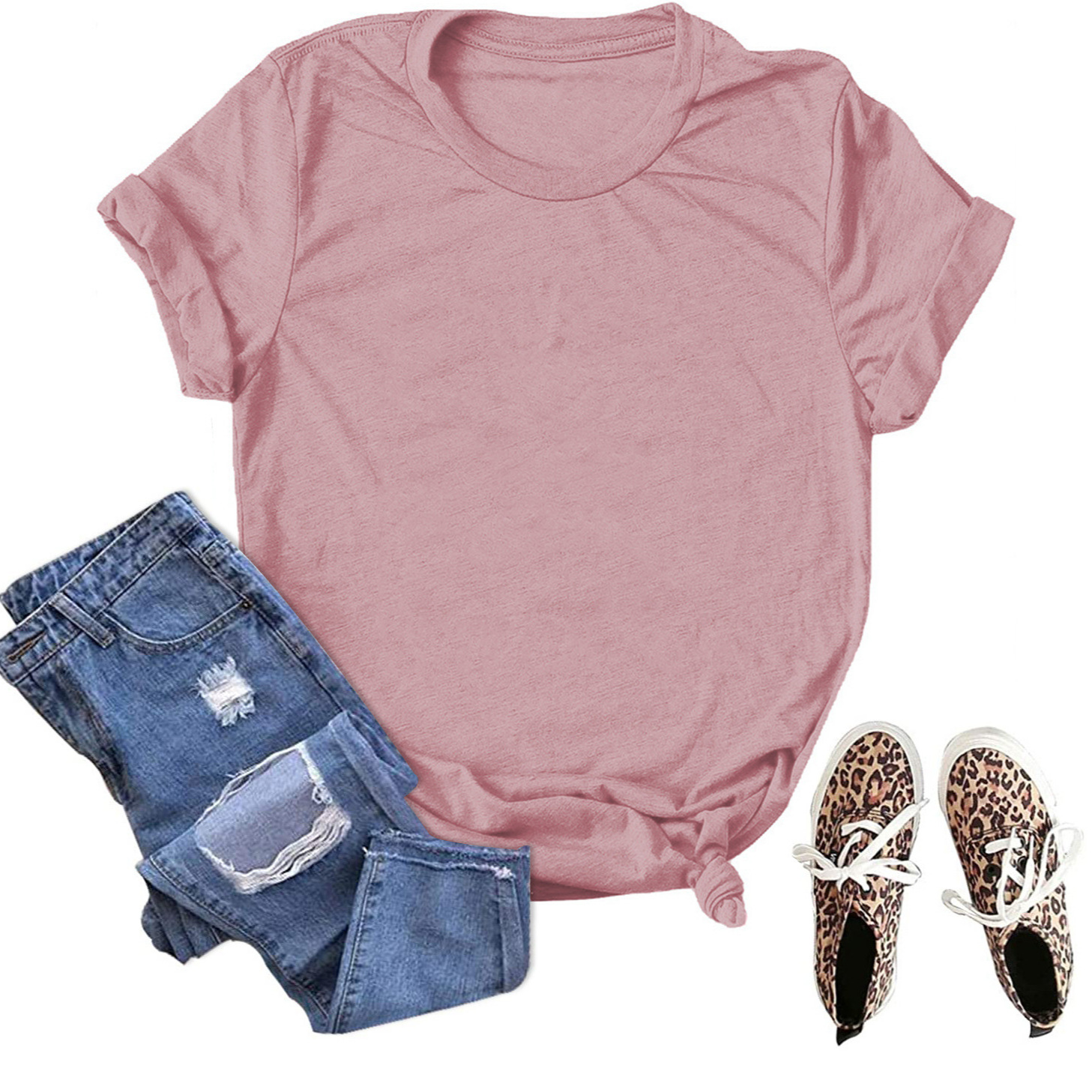 En stock Comercio exterior al por mayor transfronterizo de color sólido en blanco suelta más tamaño manga corta Camiseta hombres y mujeres mismo deseo de Amazon image 6