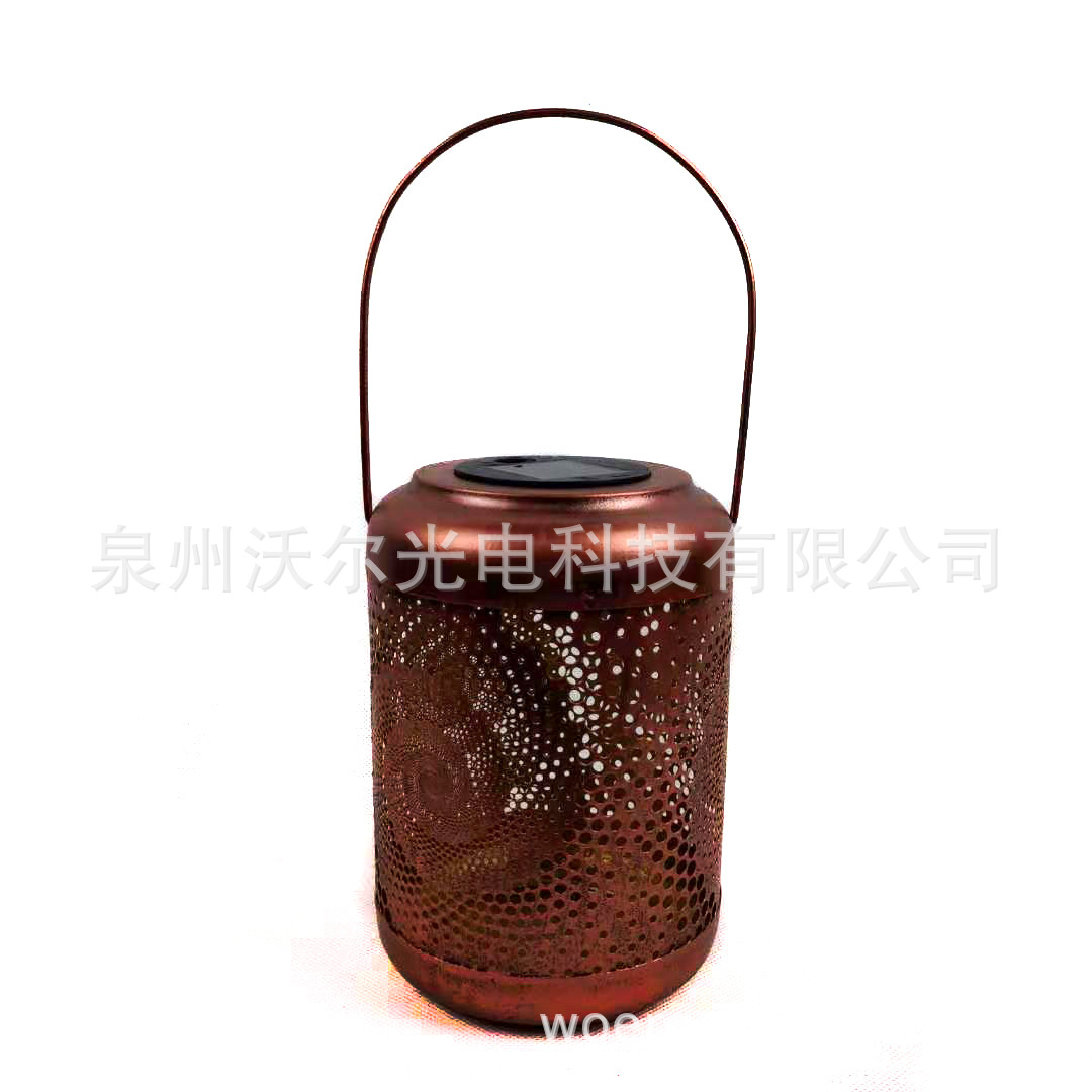 热销 花园太阳能LED镂空螺旋星空复古灯 庭院装饰灯 草坪灯手提灯