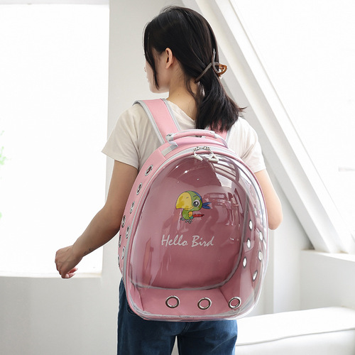 Factory direct supply parrot outing bag pet backpack transparent portable cabin shoulder portable transport box parrot bird backpack