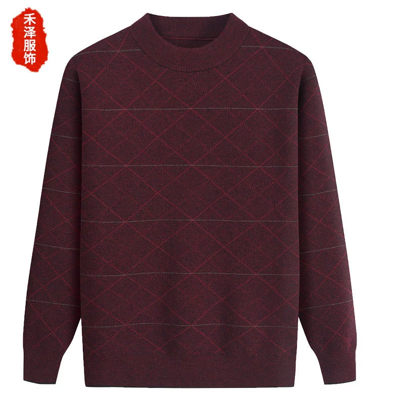 Мужской осенне-зимний утолщенный пуловер для папы среднего и пожилого возраста, жаккардовый повседневный свитер, свитер с длинными рукавами, мужская одежда