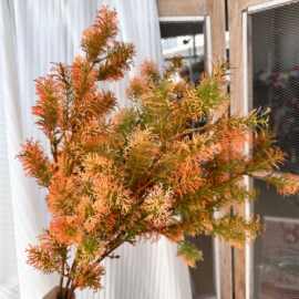 蓬莱松 千层金 美拉德巧克力棕色秋色插花塑料叶材装饰吊顶迷雾雾