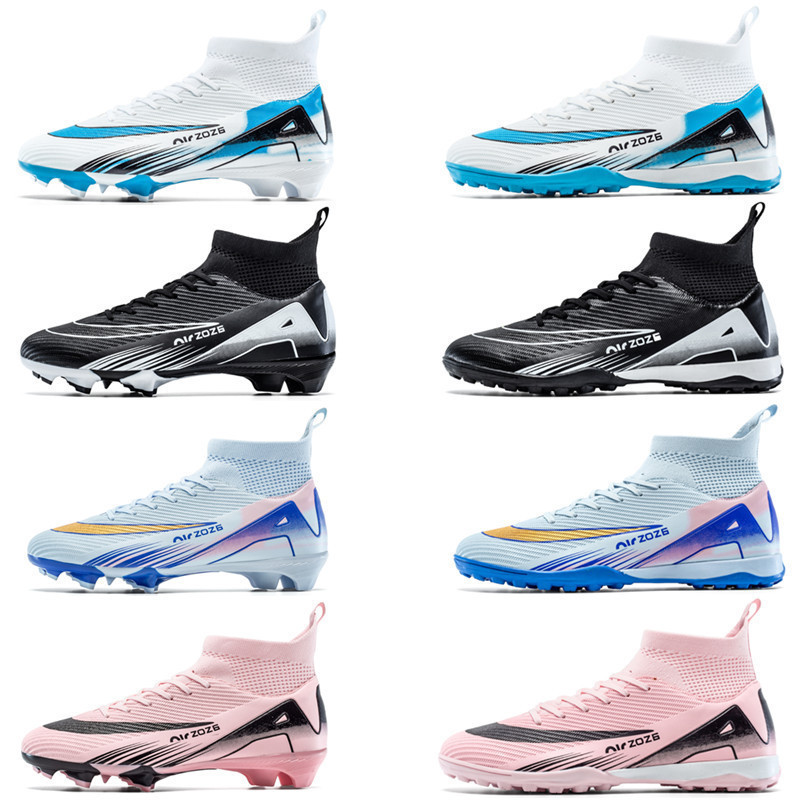 Zapatos de fútbol de caña alta de caucho, ligeros y antideslizantes, para césped natural y artificial