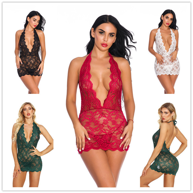 Fan-Shaped Lace See-Through Strapless Deep V-Neck Off-Shoulder Lingerie Cross-Border Foreign Trade Amazon European and American Sources