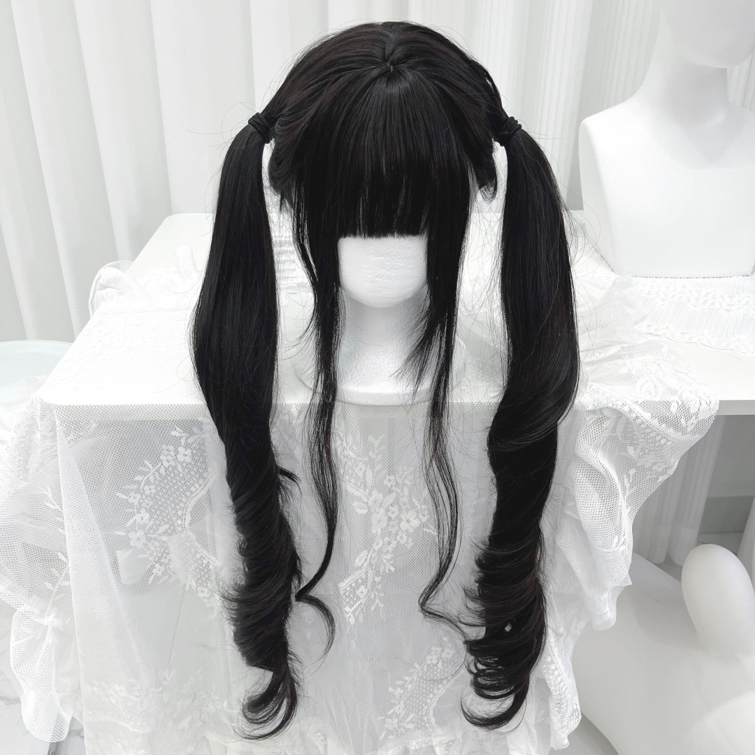 Xingcheng Wig Female Long Hair Lolita 80cm Long Curly Hair Extended Black Brown Young Girl Full Headgear