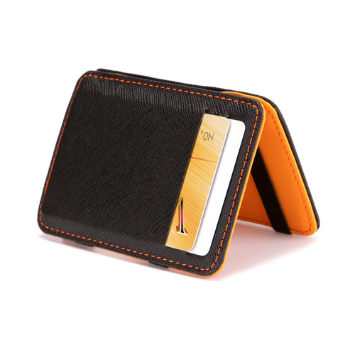 Cross-border hot selling PU men's flip magic wallet cross pattern men's wallet fashion wallet short card holder wholesale