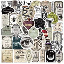 50张/4款跨境热卖哥特药剂师药水涂鸦贴纸滑板车笔记本行李箱贴画