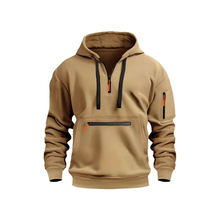 新款男装卫衣欧美跨境亚马逊独立站爆款连帽拉链休闲抓绒长袖卫衣