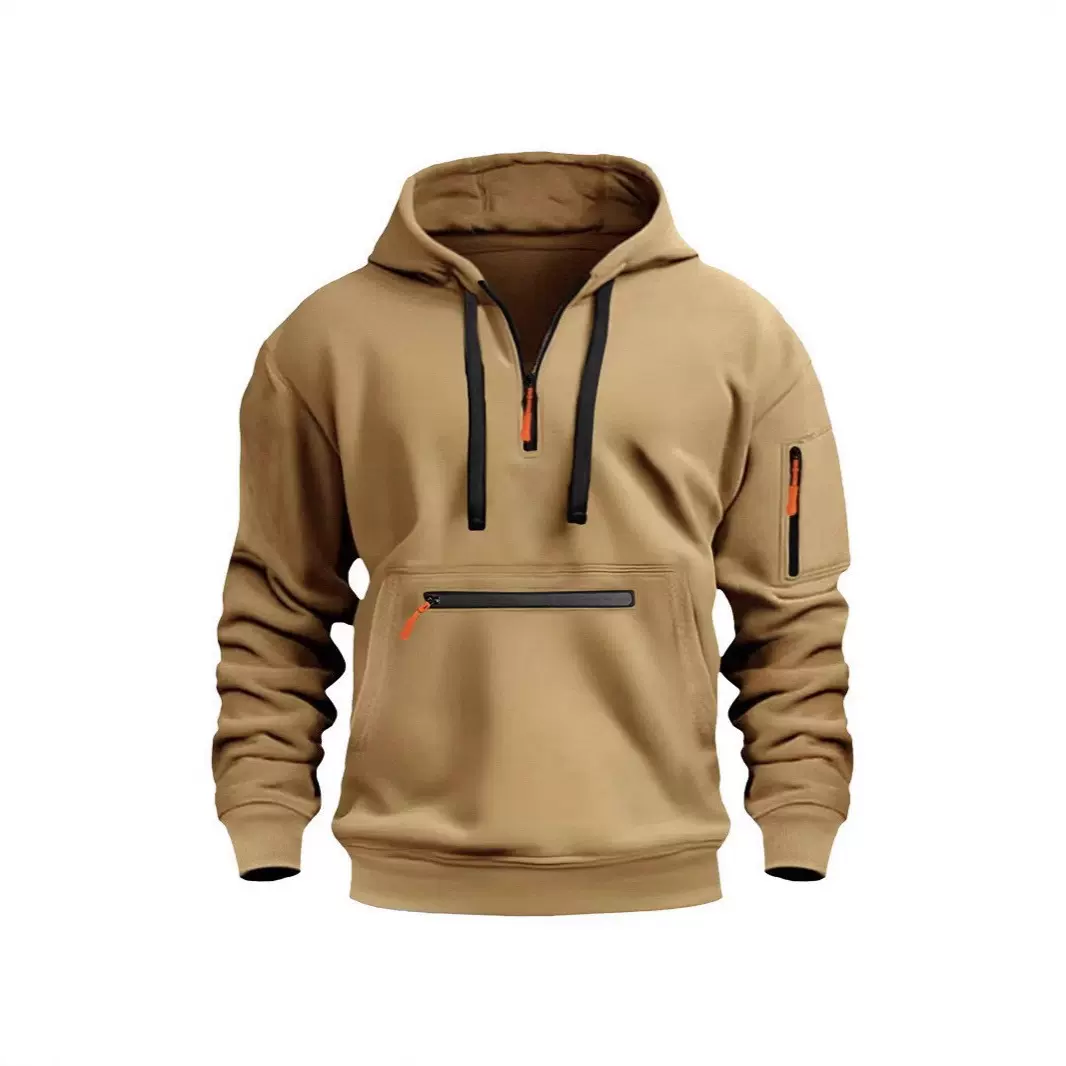 新款男装卫衣欧美跨境亚马逊独立站爆款连帽拉链休闲抓绒长袖卫衣