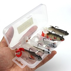 Multi-colored Tail Jig Lead Fish Set 9.3g/14g Lure Soft Plastic Fish Bait 5 Pieces per Box