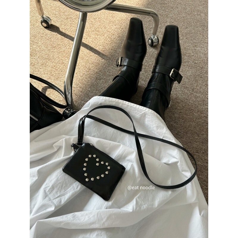 eatnoodle Homemade Love Rivet Coin Purse Hanging Neck Bag Ins Style Small Bag