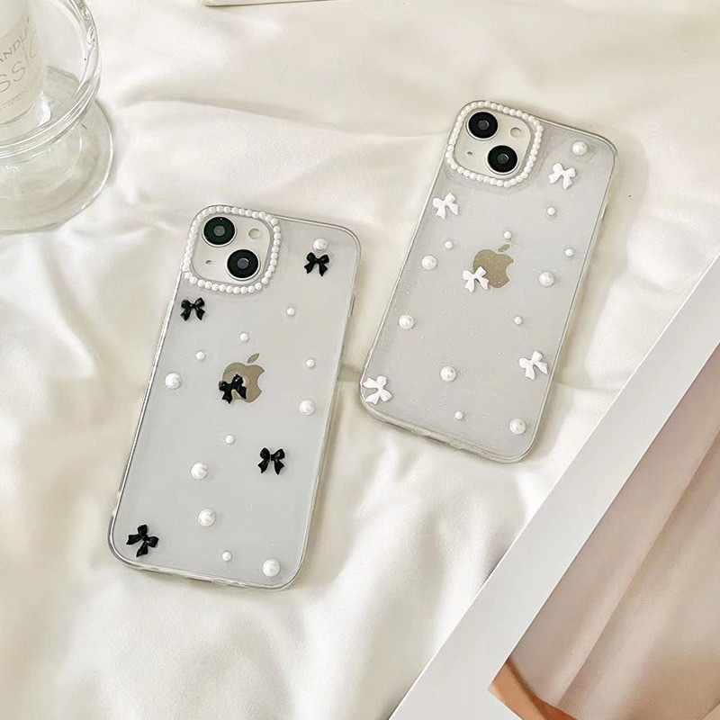 Suitable for iPhone 17 Pro Max Transparent Glitter Phone Case Apple 16 Pearl Plus Bow 15 Internet Celebrity Style for Women Suitable for iPhone 17 Pro Max Transparent Glitter Phone Case Apple 16 Pearl Plus Bow 15 Internet Celebrity Style for Women