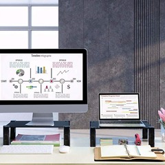 Store-recommended height-adjustable computer riser with easy disassembly and tool-free tempered glass desk stand