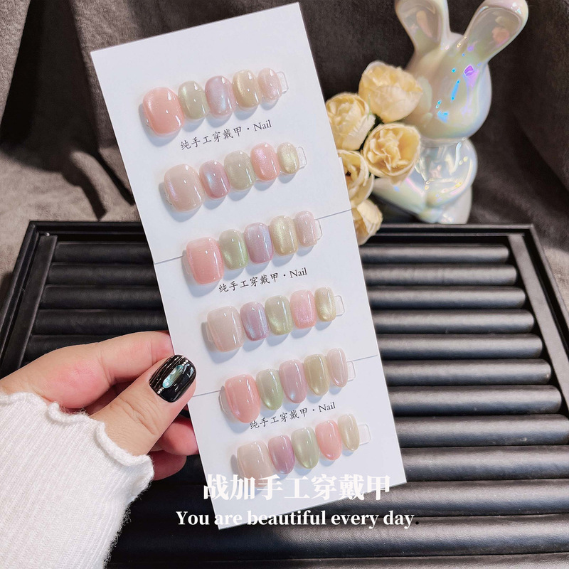 【War Plus 19916】Pure Desire Vitality Macaron Dopamine Manicure Whitening Handmade Wearable Nail Tips Wholesale 19
