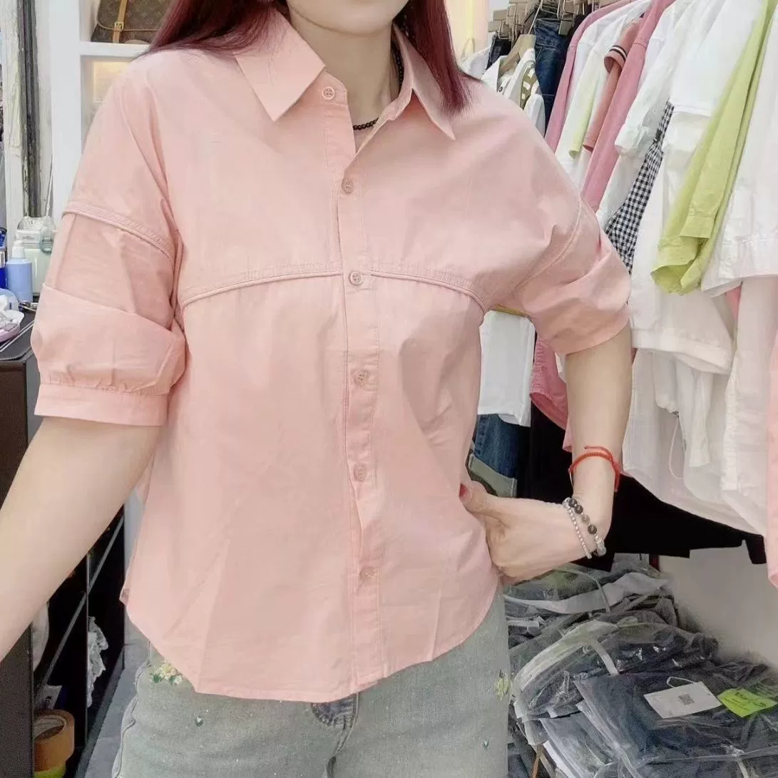 Тонкая женская рубашка из чистого хлопка с короткими рукавами, летняя новая стильная повседневная свободная универсальная рубашка, топ
