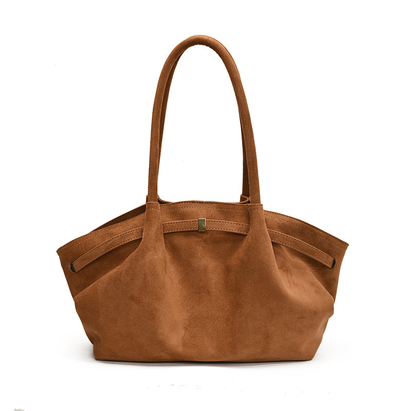Cross-Border Women's Luxury Large Capacity Commuter Tote Bag, Niche Design Suede Underarm Shoulder Bag - Thumbnail 5