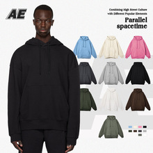 广州仓  AE男装2024秋冬季潮牌情侣加绒连帽卫衣纯色跨境美式卫衣