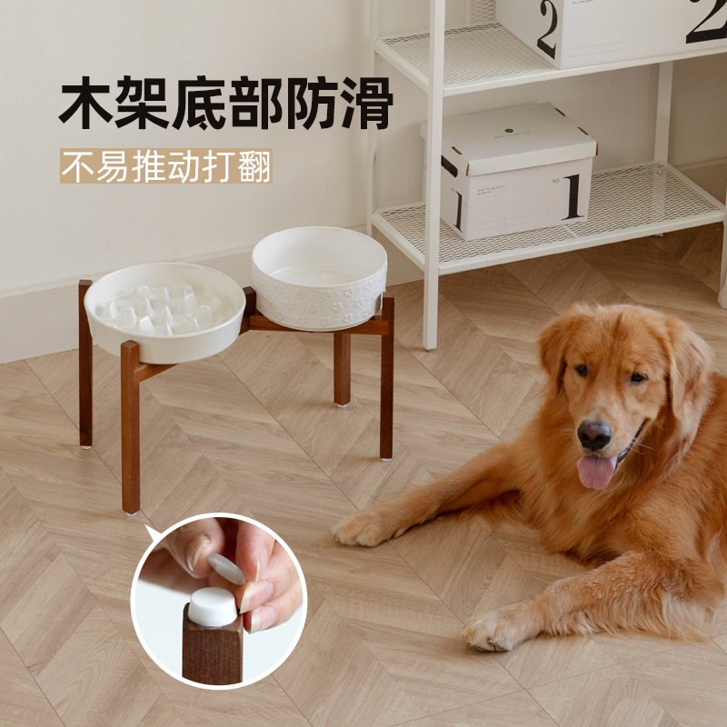 Cerámica para perros y gatos, tazón de comida lenta, tazón de comida para perros, tazón de comida para perros, tazón de agua para bebidas, tazón de comida para perros, alimentador de doble tazón