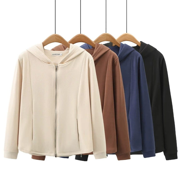 2024 осенний новый большой размер женский толстый MM повседневный дикий простой молния с капюшоном кардиган 6829